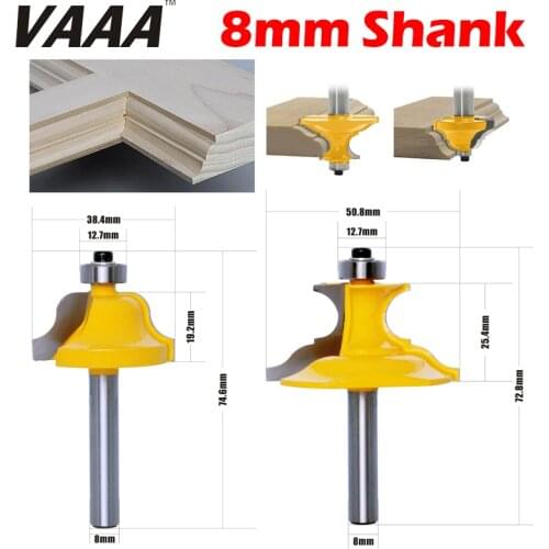 VAAA 2pc 8mm Shank Wainscoting Roman Ogee & Pedestal Router Bit C3 Carbide Tipped Wood Cutting Tool woodworking router bits