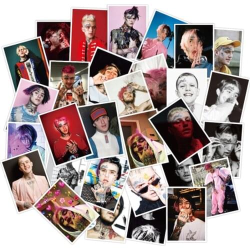 30Pcs Rapper Lil Peep Stickers Waterproof Stationery PVC Sticker Luggage Laptop Fridge Children DIY Classic Toy Stickers Gifts