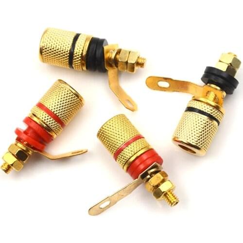 4pcs Professional Binding Post Nut Banana Plug Jack Nickel Plated Connector For 4mm Banana Plug Red&Black Banana Socket