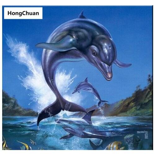 New product beautiful dolphin diamond painting DIY mosaic handmade 5D diamond embroidery cross stitch kit home decoration gift