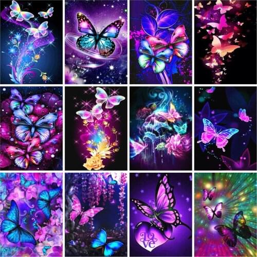 Huacan Diamond Mosaic Embroidery Butterfly 5D DIY Diamond Painting Art Kits Animals Rhinestone Pictures Home Decor
