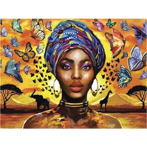 Butterflies diamond art painting african women mosaic embroidery picture puzzle stones stickers home decor needlework craft diy