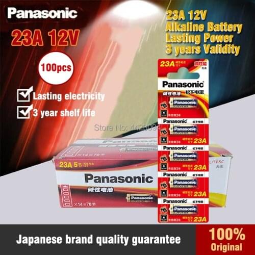 Panasonic 100pcs/lot 23A Batteries 12V Alarm-Remote Primary Dry Alkaline Battery 21/23 23GA A23 A-23 GP23A RV08 LRV08 E23A V23GA