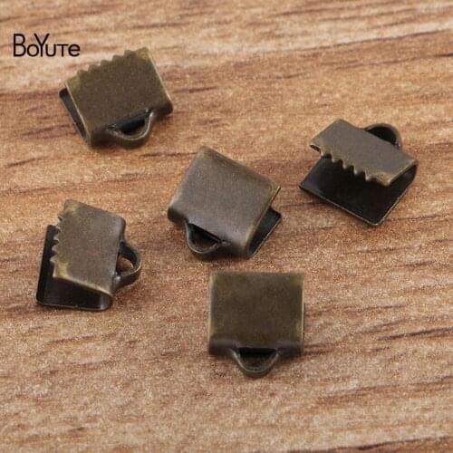 BoYuTe (200 Pieces/Lot) 7MM Metal Brass Leather Cord Clips Ribbon Clip Connectors Handmade Diy Jewelry Accessories Materials