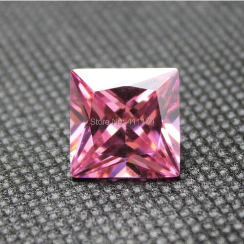 Pink Square princess shape cubic zirconia stones CZ stone loose beads for diy faceted CZ stone squared jewelry making DIY