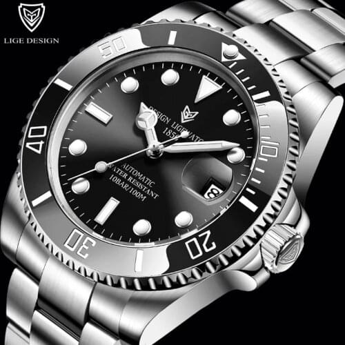 2021 LIGE Watch Men Automatic Mechanical Tourbillon Clock Fashion Sapphire Glass 316L Steel 100 Waterproof Watches NH35 Movement