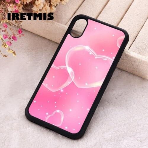 Iretmis 5 5S SE 2020 Phone Cover Case for iPhone 6 6S 7 8 Plus X Xs XR 11 12 Mini Pro Max Silicone Bubble Heart Pink