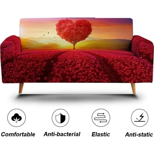 3D Scenery Stretch Elastic Couch Sofa Cover for Living Room Universal Couch Case L Shape Armrest Non-Slip Loveseat Slipcover