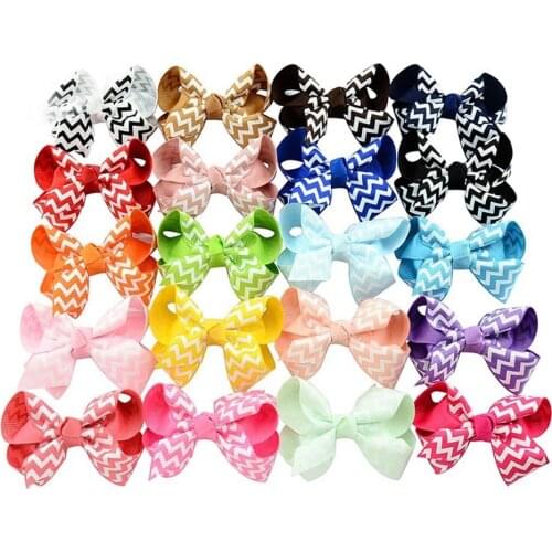 20pcs/Lot 20 Colors Grosgrain Ribbon Wave Bows With Clip Boutique Bows Hairpins For Baby Girls Hair Accessories 2017 NEW