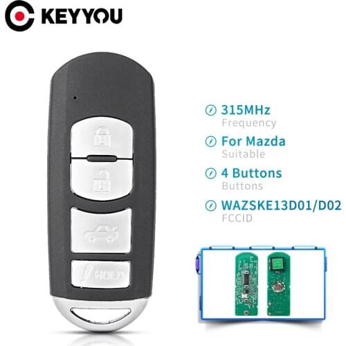 KEYYOU WAZSKE13D01/ WAZSKE13D02 4 Buttons 315MHZ ID49 Remote Car Key For Mazda 3 6 MX-5 2014 2015 2016 2017 2018 Car Control Key