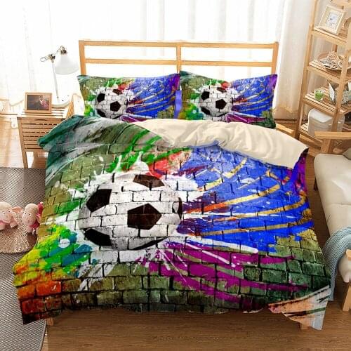 2/3 Pieces Football Bedding Set Printing Pillowcase Quilt Cover Soccert Duvet Covers s Home Textiles Queen King Size Bed