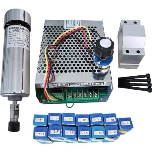 Air cooled 0.5kw CNC spindleMotor Kit ER11 chuck 500W Spindle Motor + Power Supply speed governor For Engraving