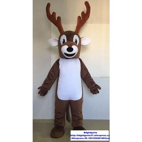 Brown Reindeer Moose Elk Wapiti Caribou Alces Deer Mascot Costume Character Closing Ceremony Routine Press Briefing zx276