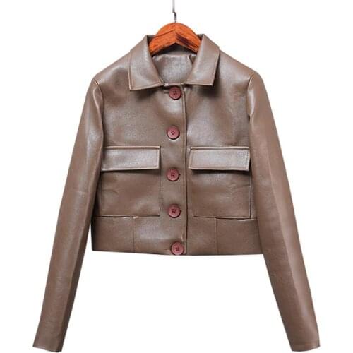 Leather jacket women coats new 2021 women leather coat short slim spring autumn motorcycle leather clothing female jackets black