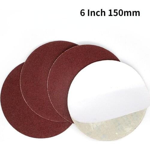 6 Inch 150mm 2Pcs-20Pcs Red Round Dry Sandpaper Glue Backing Pad Disk Sand Sheets Grit 60 80 Hook And Loop Sanding Disc