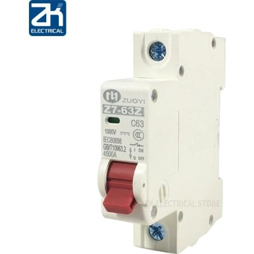 Mini disyuntor Solar de 1P CC 500V 1000V, 6A, 10A, 16A, 20a, 25a, 32A, 40A, 50A, 63A DC, MCB para sistema PV