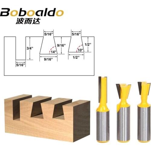 3pcs/lot Bit Dovetail Router Bit Set - 1/2" Shank