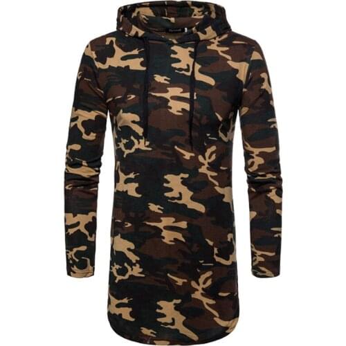 2018 New spring and summer mens brand long camouflage mens pullover fashion hip-hop hoodie mens fitness sweatshirt hoodie XXL