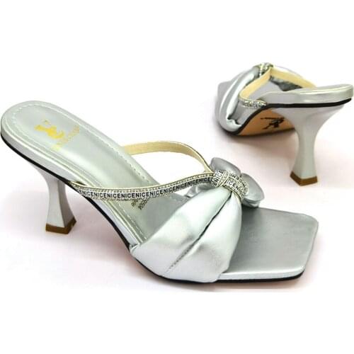 Latest African Style Ladys Slippers Womens Shoes Decorated with Rhinestones High Heels Shoes for Women Ladies Shoes for Party