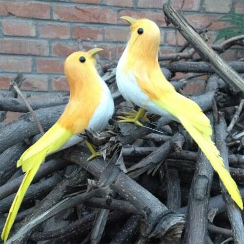 A pair simulation yellow bird model foam&furs cute bird dolls gift about 22cm 2270