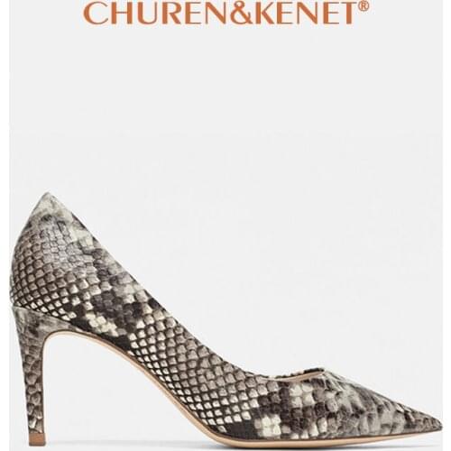 Sexy Snakeskin Pointed Toe Women Pumps 2021 Fashion Stilettos Heeled Office Shoes Woman 8cm High Heels Shoes