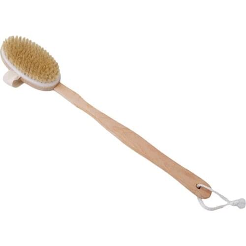 Detachable Natural Long Wooden Handle Bristle Body Brush Massager Bath Shower Back Spa Scrubber Massage Brushes