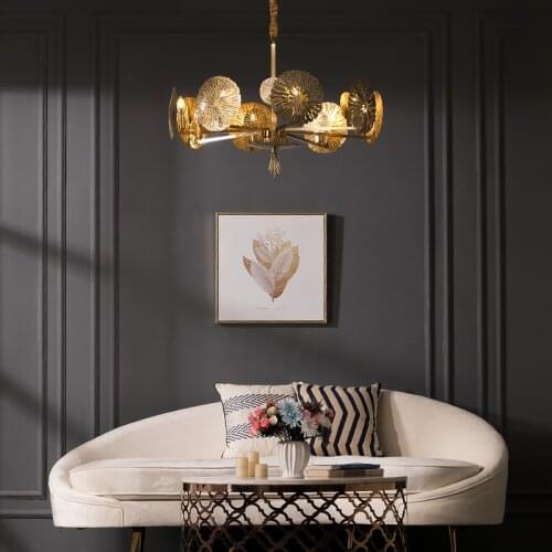 Modern American light luxury chandelier creative designer living room lighting restaurant study hotel copper bedroom lamp