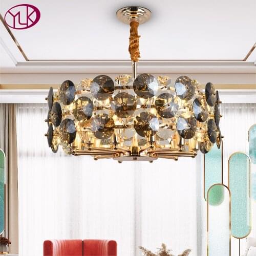 Modern crystal chandelier for living room luxury bedroom dining room chain cristal lamp round gold home decor light fixture