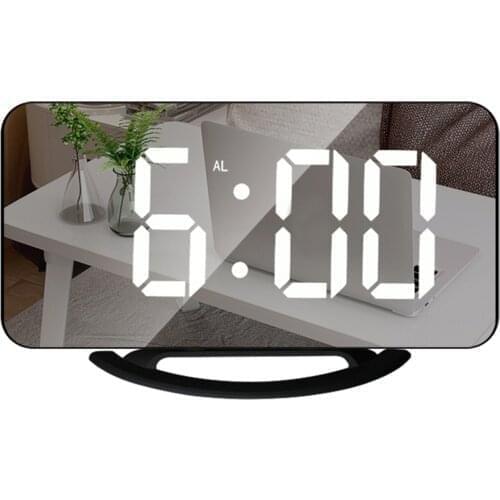 LED Mirror Clock Mini Digital Alarm Clock Table Clock with Snooze Function 3 Adjustable Brightness Auto-Adapt Backlight