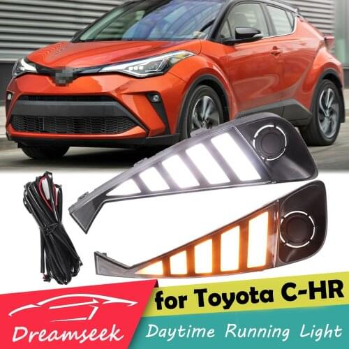 LED DRL for Toyota C-HR CHR AX10 2020 2021 Daytime Running Light Fog Lamp Bezel with Dynamic Sequential Turn Signal