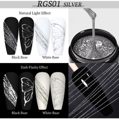 BORN PRETTY Reflective Glitter Gel Nail Polish 5ml Spider Nail Gel Nail Art Drawing Painting Gel Sliver Dried Flower Varnish