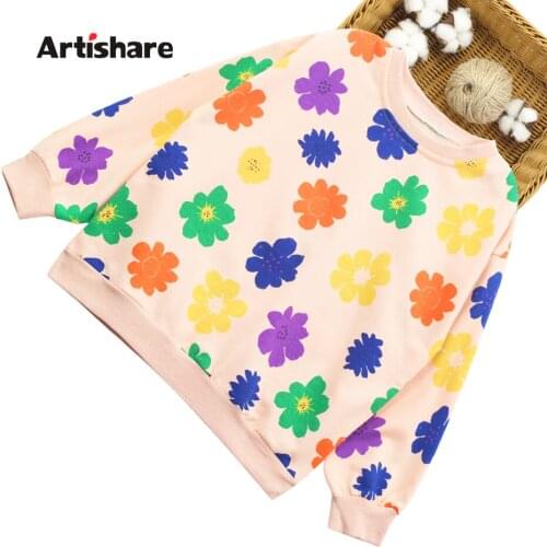 Girls Sweatshirts Floral Pattern Winter Spring Autumn Children Hoodies Long Sleeves Sweater Kids T-shirt Clothes