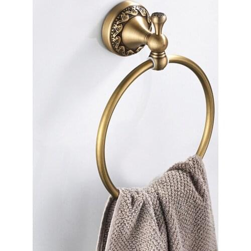 Vintage Copper Wall Mounted Hand Towel Ring Holder Bathroom Hardware Accessories Storage Rack Organizer Container Shelf