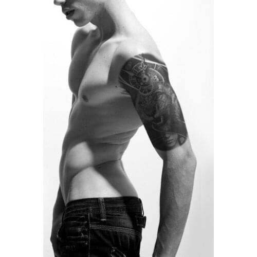 Waterproof Temporary Tattoo Sticker Clock Orange Eyes Lion Flash Tattoos People Stairs Gear Body Art Arm Fake Tatoo Women Men