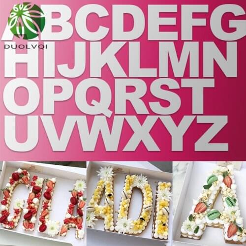 Duolvqi 1 Set Food Grade PET Alphabet Cake Molds Cookie Chocolate Pastry Decorating Baking Mould DIY Birthday Cake Fondant Tool