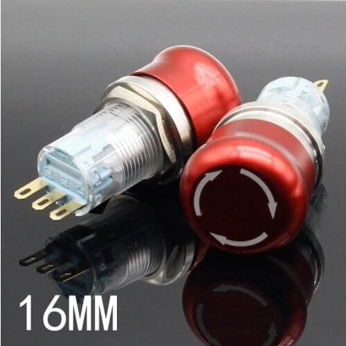 1pc 16mm Waterproof Stainless Steel Waterproof Metal Latching Emergency STOP Push Button Switch Button Switch