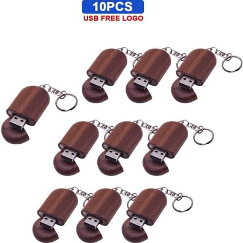 10pcs/lot Free LOGO Wooden Usb Flash Drive Thumb Pendrive 2.0 Pen Drive with Key Chain 4gb 8gb16gb 32gb 64gb Photography Gift