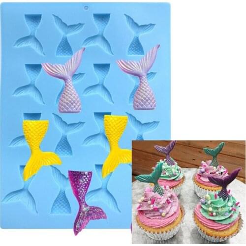 16 Cavity Gummy Mermaid Tail Mold Candy Gelatin Maker Fishing Lures Cake Decorating Cupcake Topper Making Ice Cube Tray