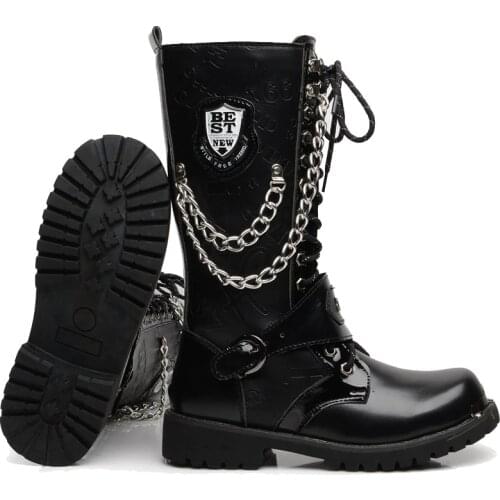 2020 Gothic Platform Shoes men Gladiator Buckle Strap Ankle Boots