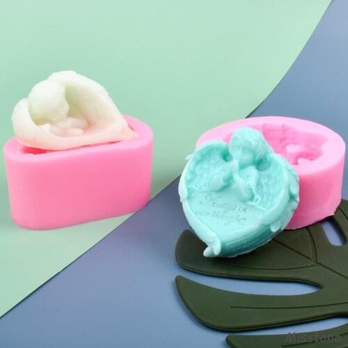 3D Lovely Angel Boy Angell Girl Silicone Candle Mold Oval Square Angelhood Soap Die Handmade Sculpture Gypsum Handicraft Decorat