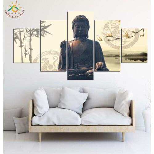 5 Pieces Buddha Peace Life Modern posters and prints artwork Canvas Painting Home Decor Wall Pictures For Living Room