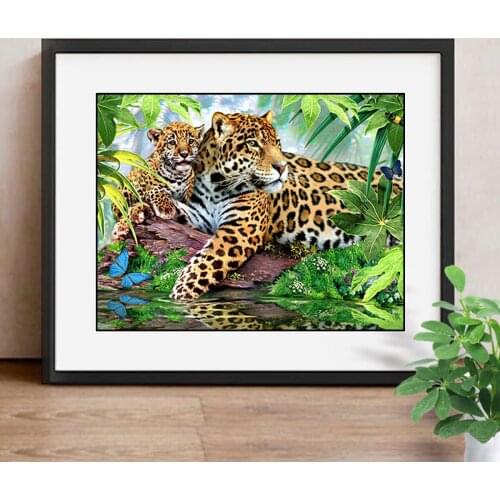 Diamond Embroidery Leopard Diamond Painting Cross Stitch Animal Rhinestones Needlework Home Decor Mosaic Full Sets