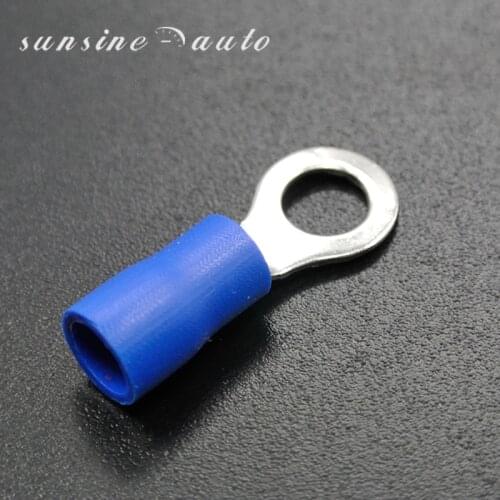 1000 x 1/4" 5/16" 3/8" Car Ground Wire Ring Terminals Vinyl Blue 16-14 Gauge AWG Ga Connectors