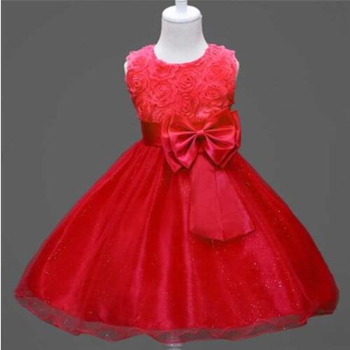 Children Princess Flower Girl Dress Summer Tutu Wedding Birthday Party Dresses For Girls bowknot dress Children Party Vestidos
