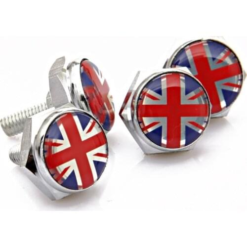 UK Flag Emblem Car License Plate Bolts Frame Screws For Lexus Bmw E60 Vauxhall Insignia Audi A4 B8 Volkswagen Peugeot 2008 307
