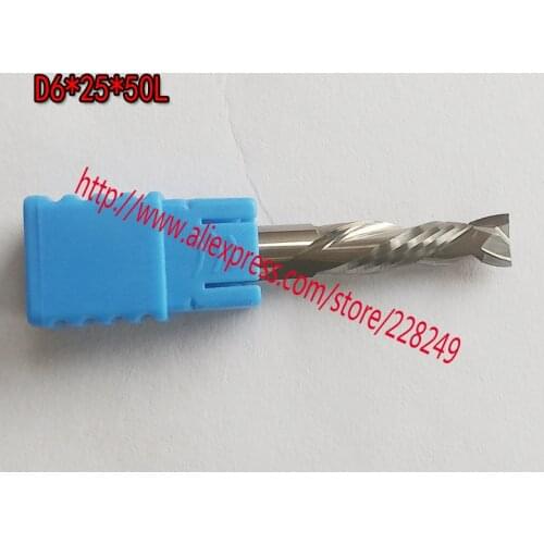 1pc D6*25*50L HRC55 2 Flutes Up&Down Cut Solid Carbide CNC Router Bit Wood Flat Endmill Tungsten End Milling Cutter Tool