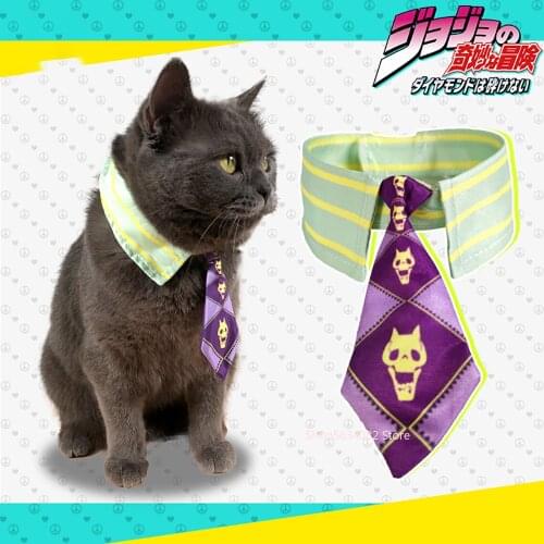 Anime JoJos Bizarre Adventure Pet Cat Tie Kira Yoshikage Guido Mista Cosplay Collar Accessories Halloween Christmas Props Gifts