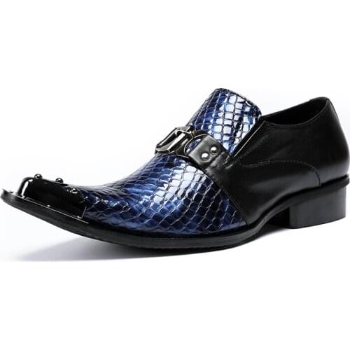 GRIMENTIN 2018 Italian luxury designer formal mens dress shoes genuine leather blue basic flats for men wedding office size 12