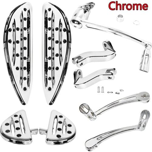 Chrome Front+Rear Shallow Cut Floorboards&Shift Lever&Brake Shift&Rear Passenger Mount For Harley Touring FLHX FLHR 2014-2017