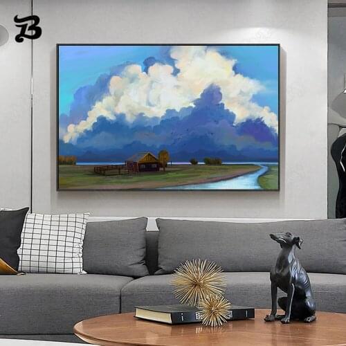 Canvas Painting Wall Art Landscape Oil Painting Forest Waterfall Scenery Canvas Posters Prints for Living Room Office Home Decor